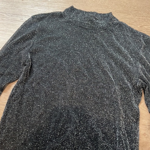 ZARA SEMI SHEER TOP NAVY SPARKLES LARGE - Picture 4 of 9